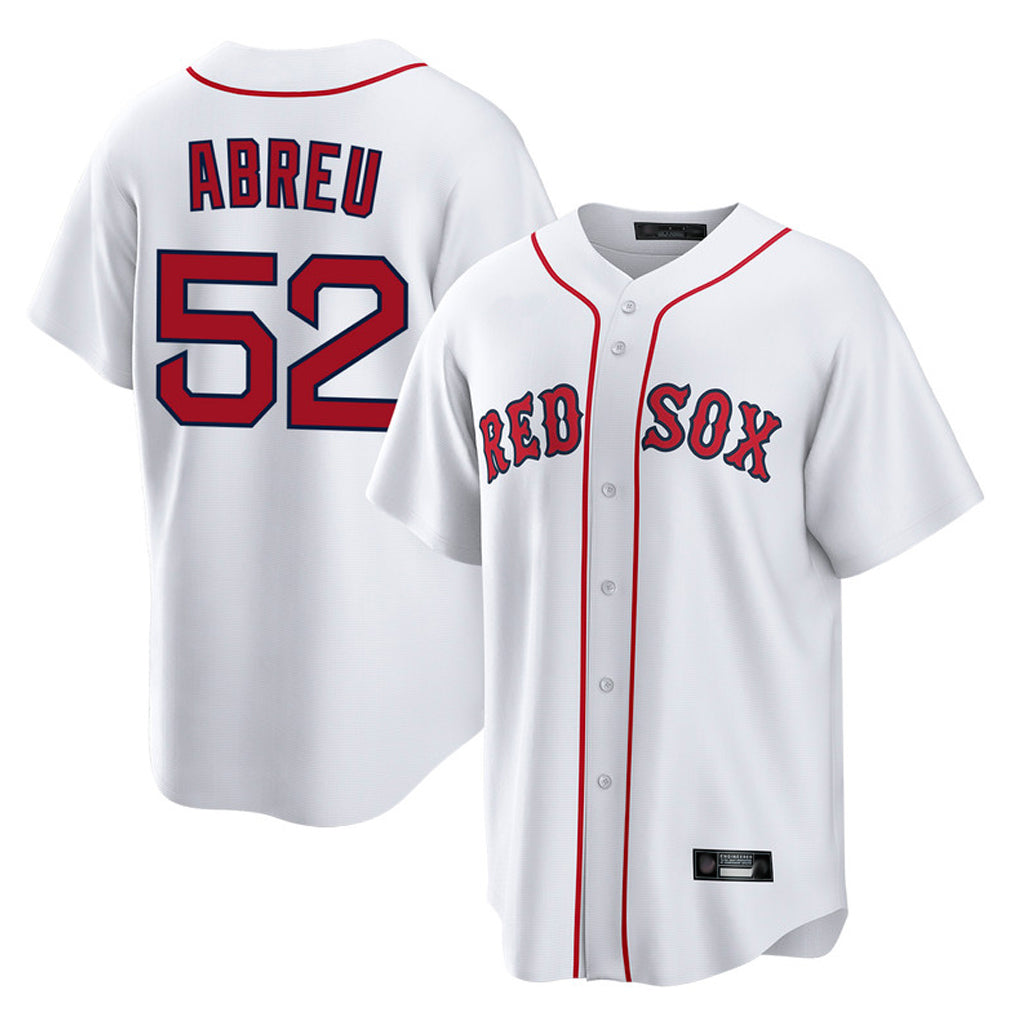 B.Red Sox #52 Wilyer Abreu Player White Home Game Qdoa Stitched Jerseys