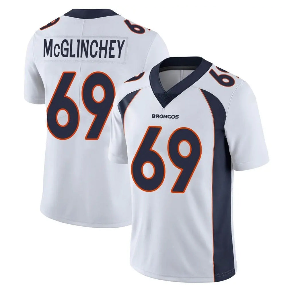D.Broncos #69 Mike McGlinchey Player White Vapor Untouchable Limited Home Game Qdoa Stitched Jerseys