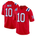 NE.Patriots #10 Drake Maye Player Red Home Game Qdoa Stitched Jerseys