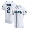 S.Mariners #2 Cole Young Player White Home Limited Elite Qdoa Stitched Jerseys