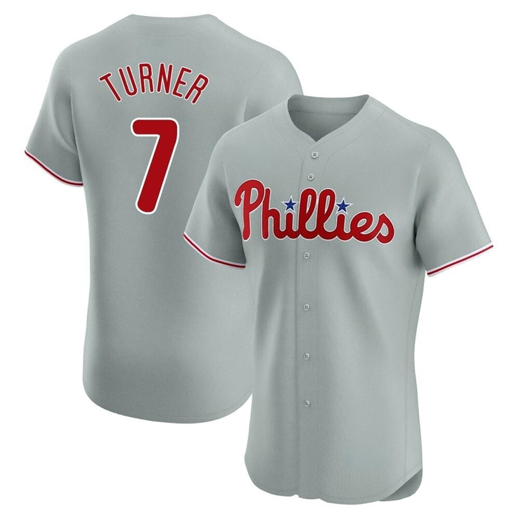 P.Phillies #7 Trea Turner Player Gray Home Limited Elite Qdoa Stitched Jerseys