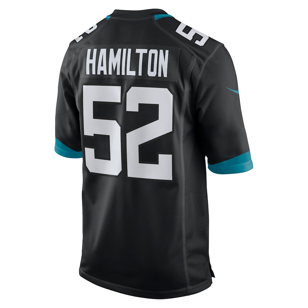 Qdoa J.Jaguars #52 DaVon Hamilton Black Game Jersey