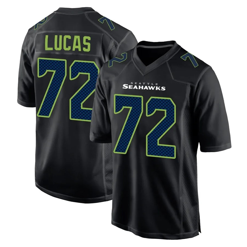 S.Seahawks #72 Abraham Lucas Player Black Limited Fashion Home Game Qdoa Stitched Jerseys