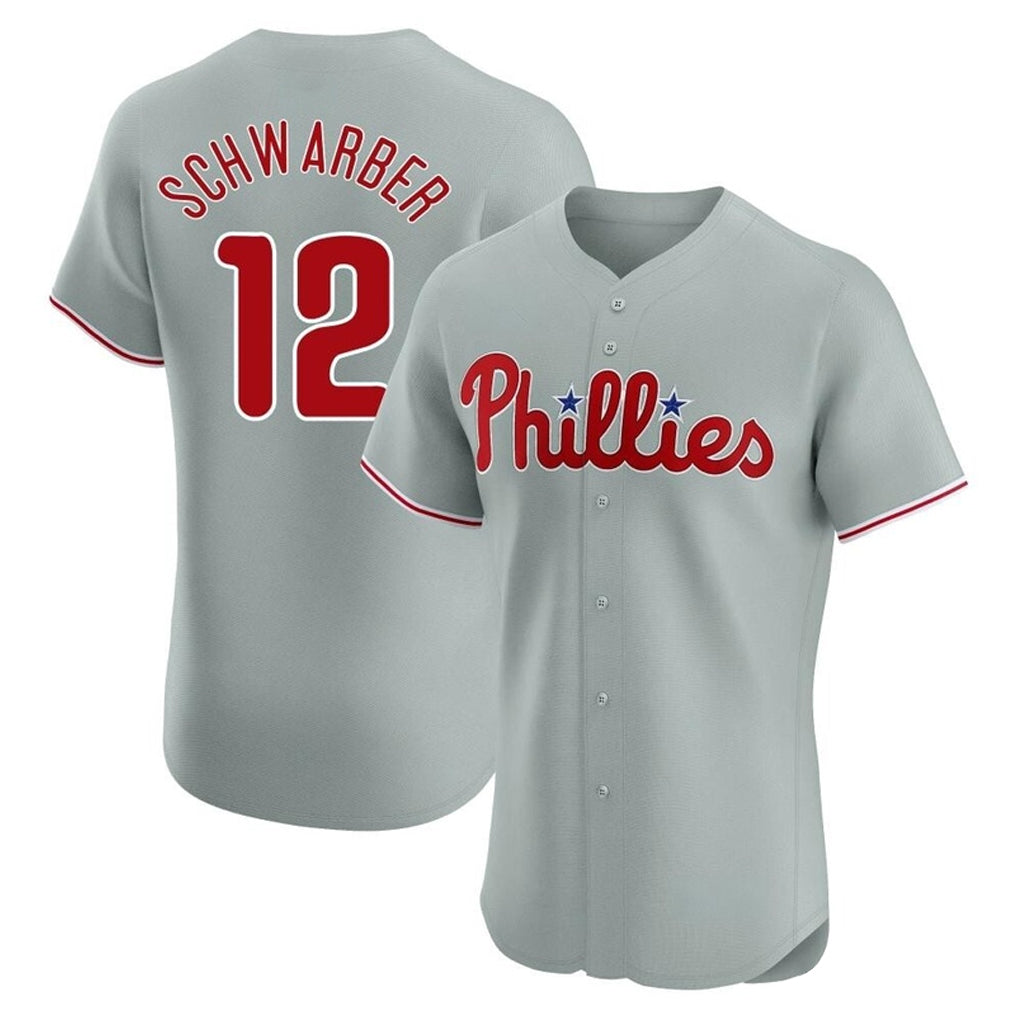 P.Phillies #12 Kyle Schwarber Player Gray Home Limited Elite Qdoa Stitched Jerseys