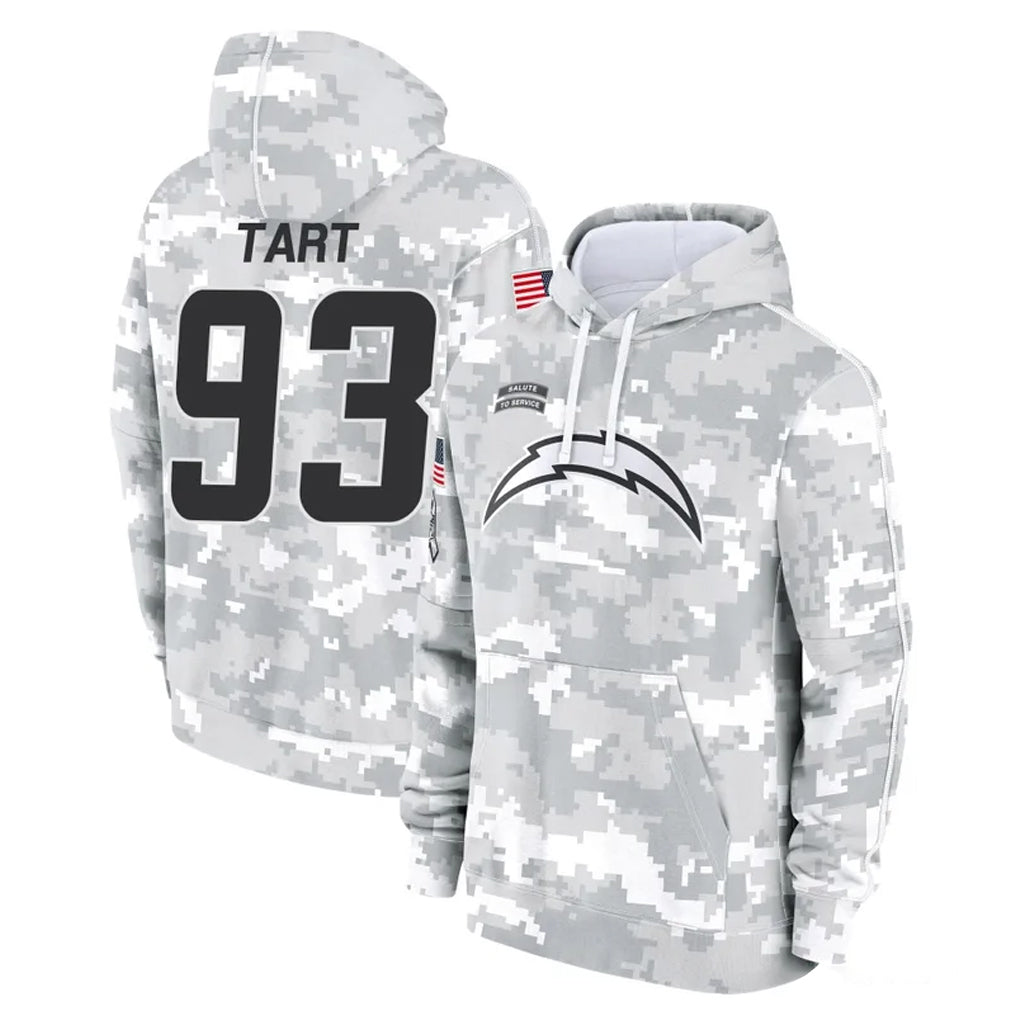 LA.Chargers #93 Teair Tart Player Arctic Camo Salute to Service Hoodies Limited Game Qdoa Stitched Jerseys