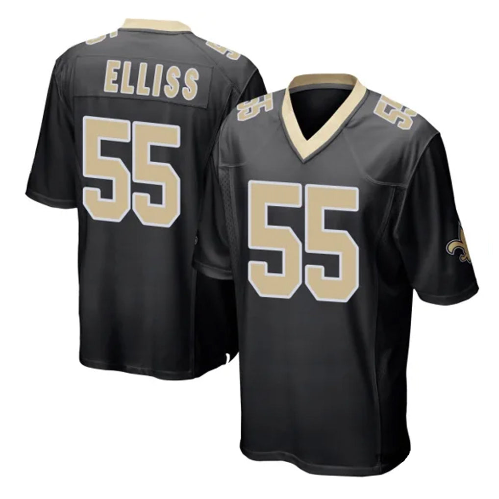 NO.Saints #55 Kaden Elliss Player Black Home Game Qdoa Stitched Jerseys
