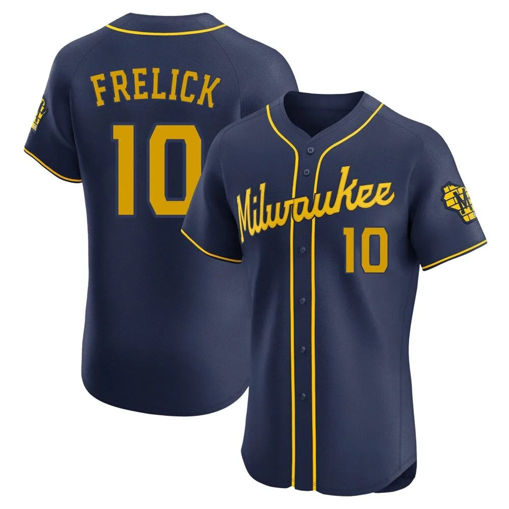 M.Brewers #10 Sal Frelick Player Navy Home Limited Elite Qdoa Stitched Jerseys