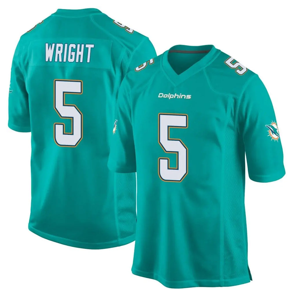 M.Dolphins #5 Jaylen Wright Player Aqua Team Color Home Game Qdoa Stitched Jerseys