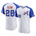 A.Braves #28 Matt Olson Player White City Connect Limited Elite Home Game Qdoa Stitched Jerseys
