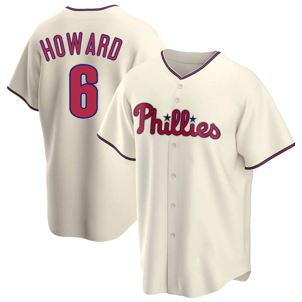 P.Phillies #6 Ryan Howardr Player Cream Home Game Qdoa Stitched Jerseys
