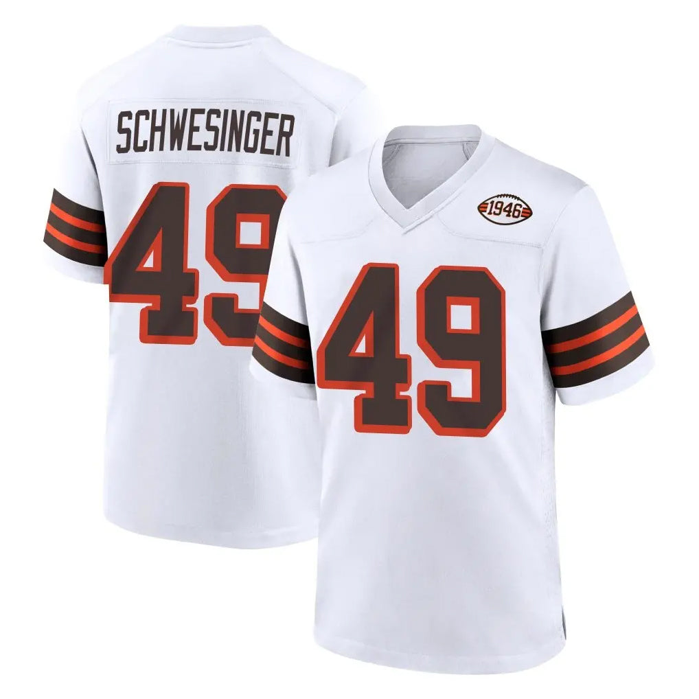 C.Browns #49 Carson Schwesinger Player White Alternate Home Game Qdoa Stitched Jerseys