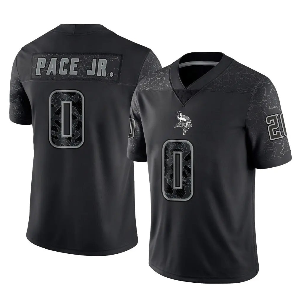 M.Vikings #0 Ivan Pace Jr. Player Black Reflective LImited Home Game Qdoa Stitched Jerseys