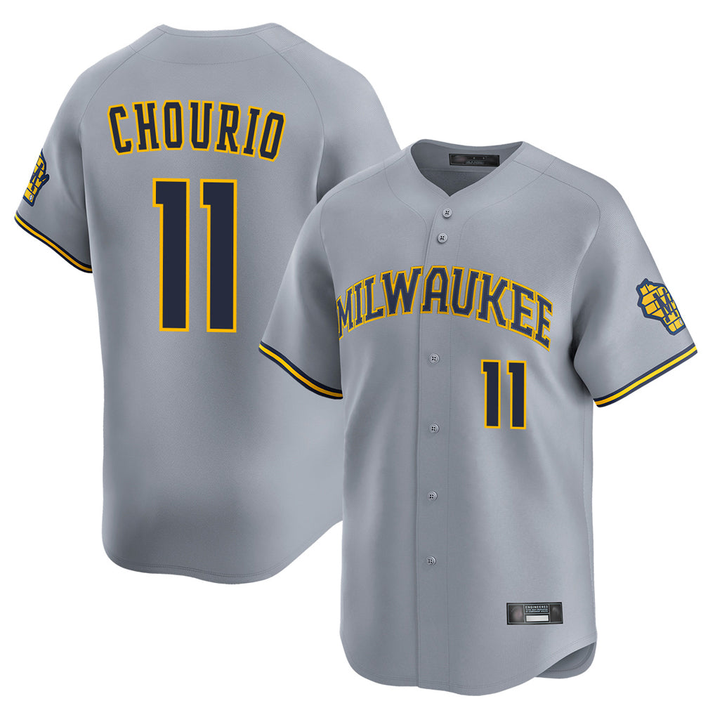 M.Brewers #11 Jackson Chourio Player Gray Home Limited Qdoa Stitched Jerseys