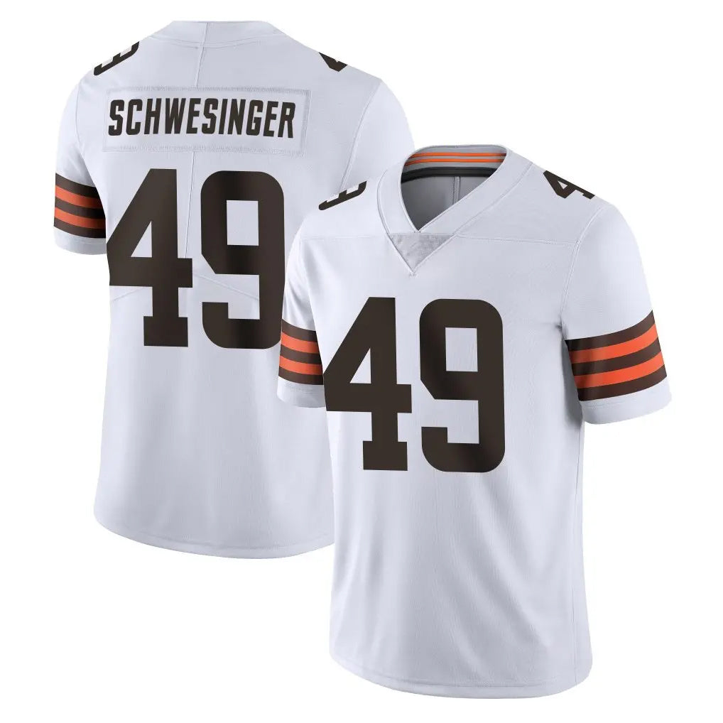 C.Browns #49 Carson Schwesinger Player White Vapor Untouchable Limited Home Game Qdoa Stitched Jerseys