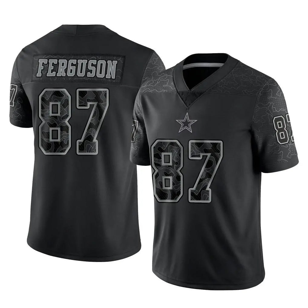 D.Cowboys #87 Jake Ferguson Player Black Limited Reflective Home Game Qdoa Stitched Jerseys