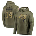 TB.Buccaneers #14 Chris Godwin Jr. Player Olive Salute to Service Pullover Hoodie Home Game Qdoa Stitched Jerseys