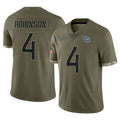 T.Titans #4 Wan'Dale Robinson Player Olive Limited Salute to Service Home Game Qdoa Stitched Jerseys