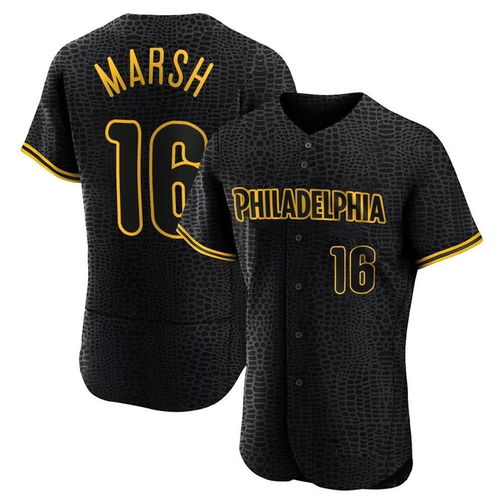 P.Phillies #16 Brandon Marsh Player Black Snake Skin City Home Limited Elite Qdoa Stitched Jerseys