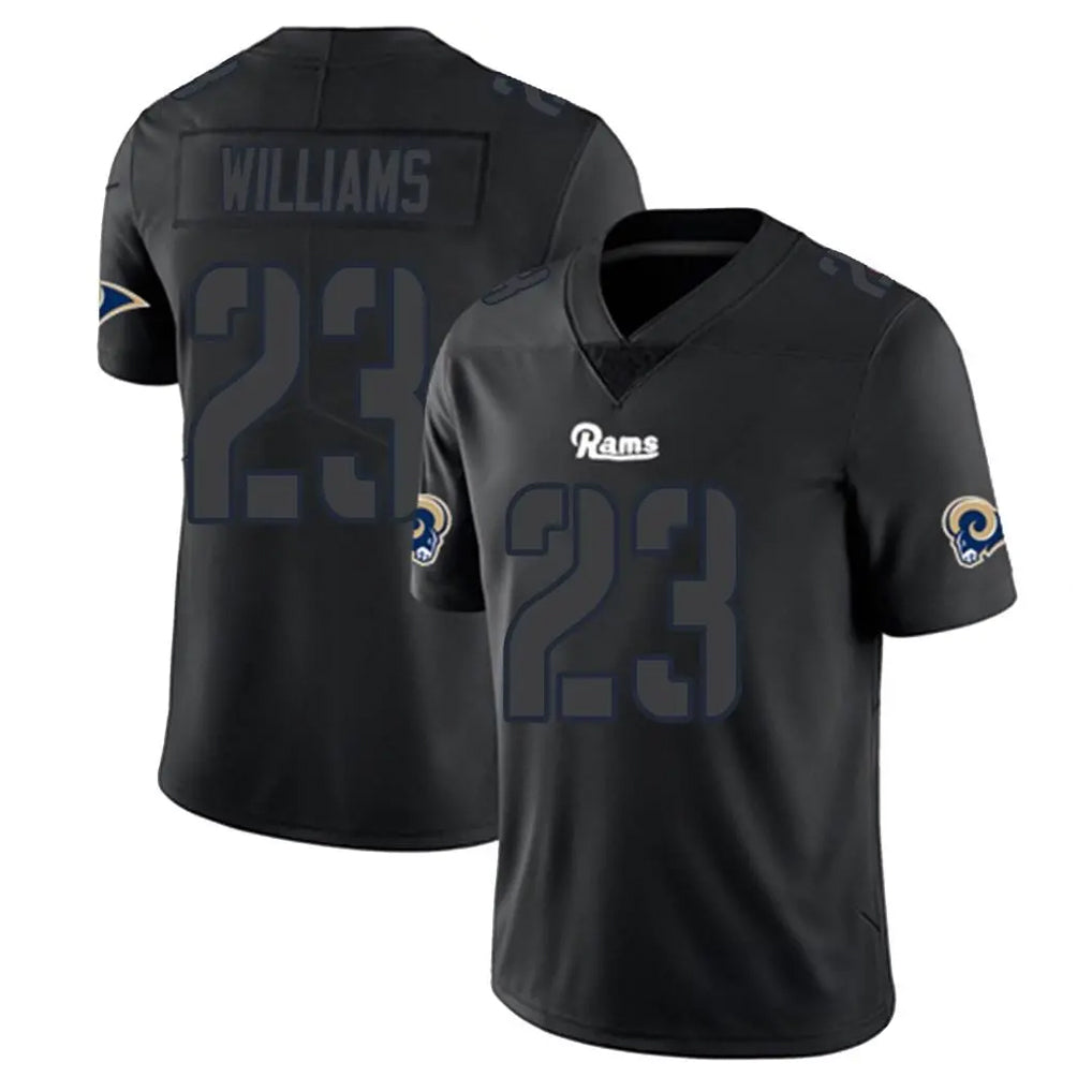 LA.Rams #23 Kyren Williams Player Black Impact Limited Home Game Qdoa Stitched Jerseys