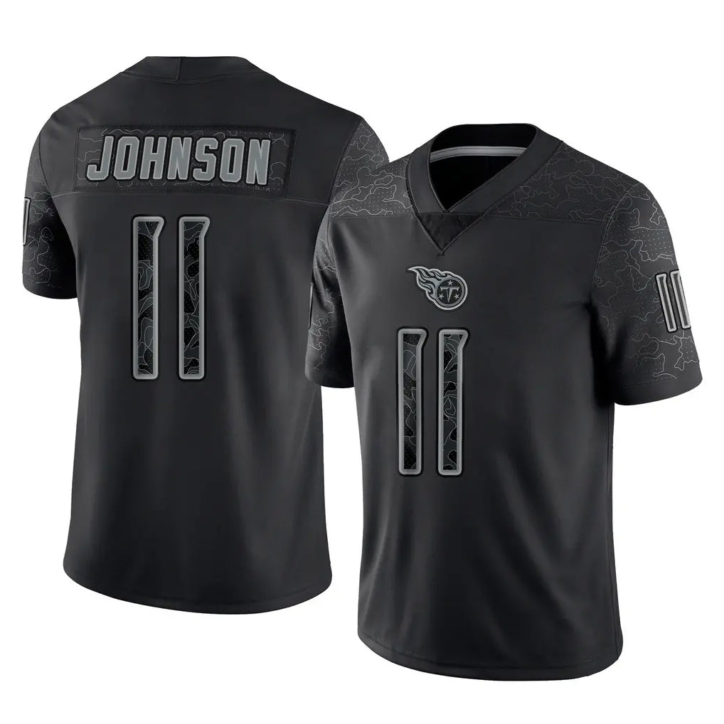 T.Titans #11 Jermaine Johnson II Player Black Limited Reflective Home Game Qdoa Stitched Jerseys