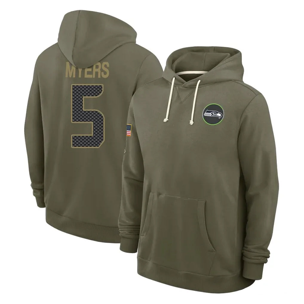 S.Seahawks #5 Jason Myers Player Olive Salute to Service Pullover Hoodies Limited Qdoa Stitched Jerseys