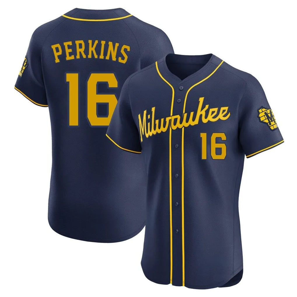 M.Brewers #16 Blake Perkins Player Navy Home Limited Elite Qdoa Stitched Jerseys