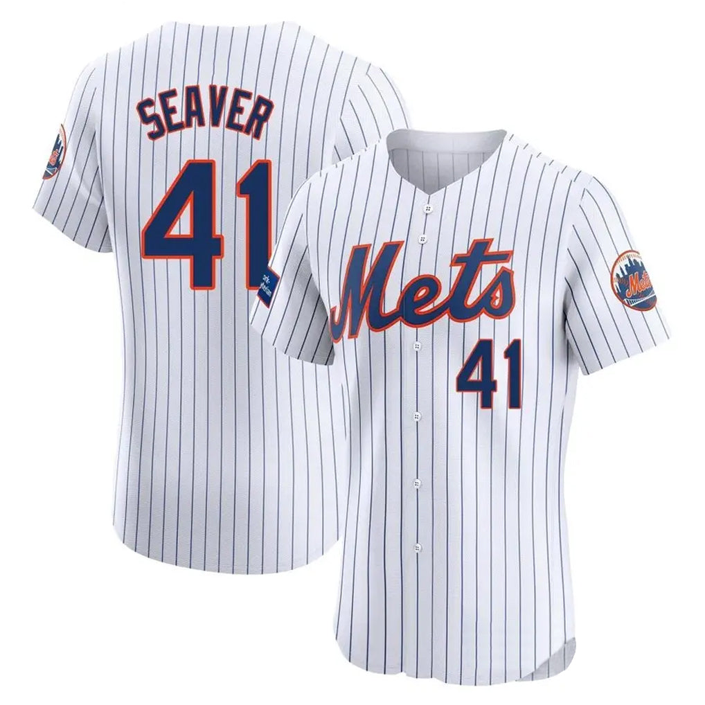 NY.Mets #41 Tom Seaver Player White Home Limited Elite Qdoa Stitched Jerseys
