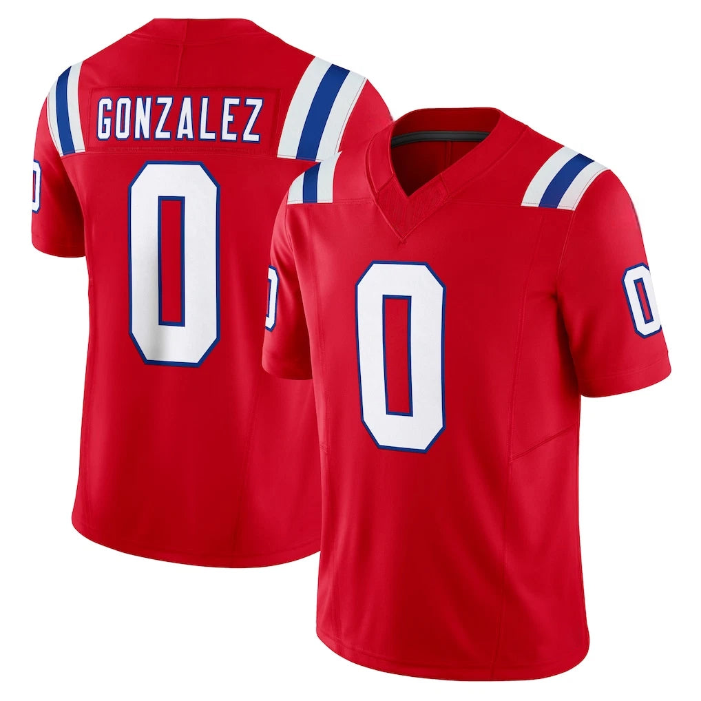 NE.Patriots #0 Christian Gonzalez Player Red Limited Vapor F.U.S.E. Home Game Qdoa Stitched Jerseys
