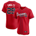 A.Braves #29 John Smoltz Player Red Limited Elite Home Game Qdoa Stitched Jerseys