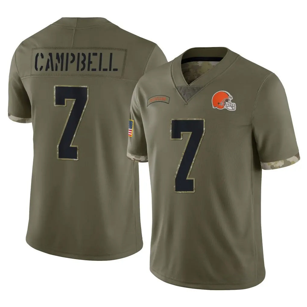 C.Browns #7 Tyson Campbell Player Olive Salute to Service Limited Game Qdoa Stitched Jerseys
