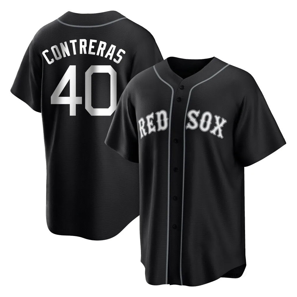 B.Red Sox #40 Willson Contreras Player Black Home Game Qdoa Stitched Jerseys