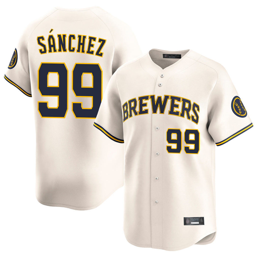 M.Brewers #99 Gary Sanchez Player Cream Home Limited Game Qdoa Stitched Jerseys
