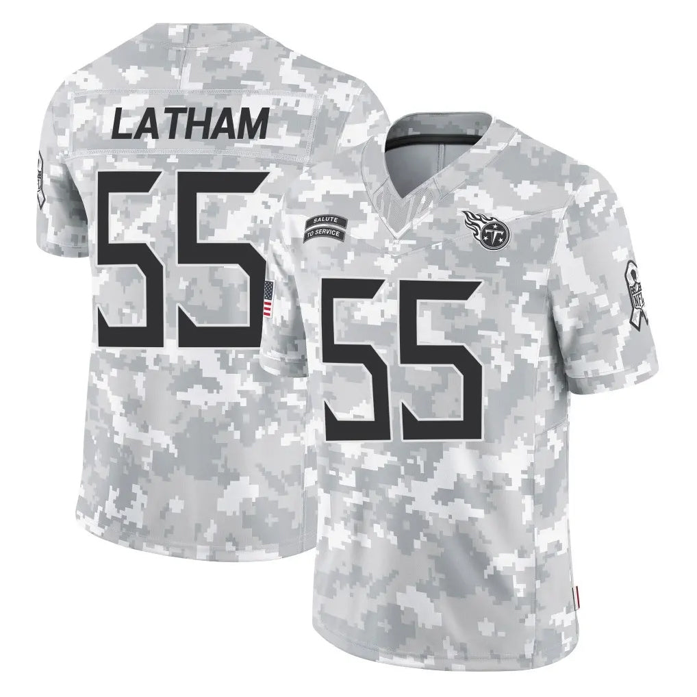 T.Titans #55 JC Latham Player Arctic Camo Limited Salute to Service Home Game Qdoa Stitched Jerseys