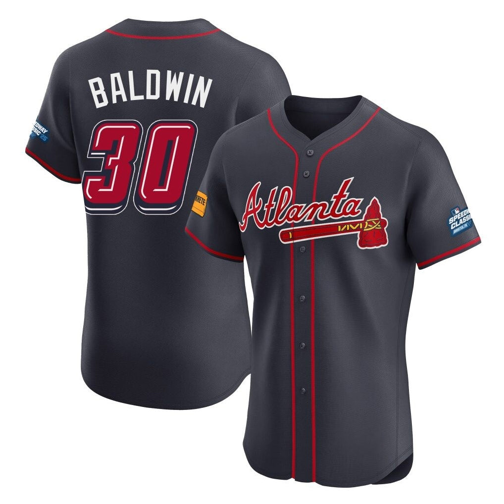 A.Braves #30 Drake Baldwin Player Navy 2025 Speedway Classic Limited Elite Home Game Qdoa Stitched Jerseys