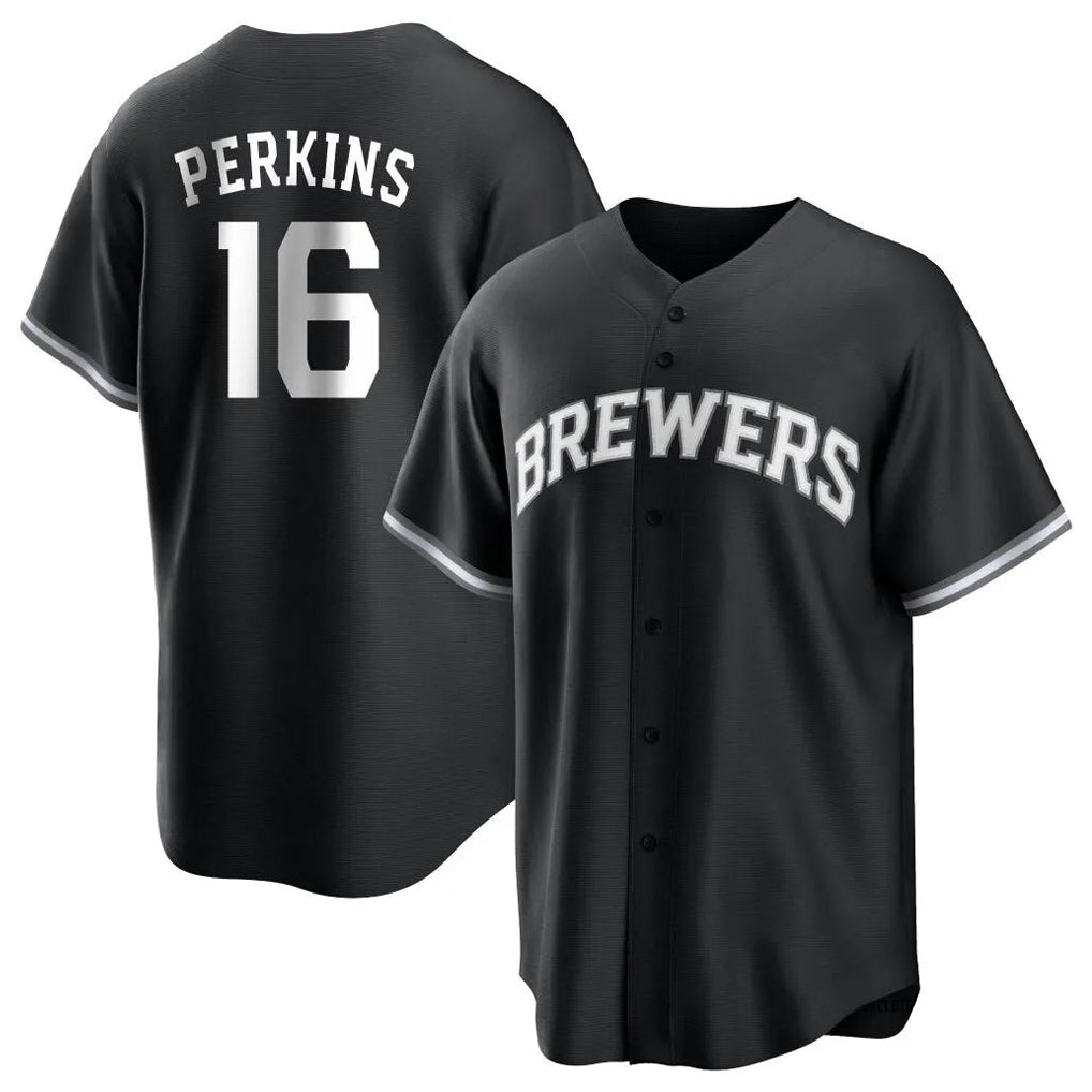 M.Brewers #16 Blake Perkins Player Black Game Home Qdoa Stitched Jerseys