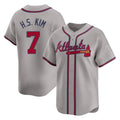 A.Braves #7 Ha-Seong Kim Player Gray Limited Home Game Qdoa Stitched Jerseys