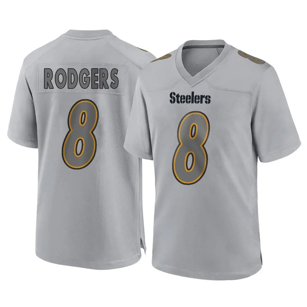 P.Steelers #8 Aaron Rodgers Player Gray Atmosphere Fashion Home Game Qdoa Stitched Jerseys