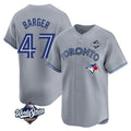 T.Blue Jays #47 Addison Barger Player Gray 2025 World Series Qdoa Stitched Jerseys