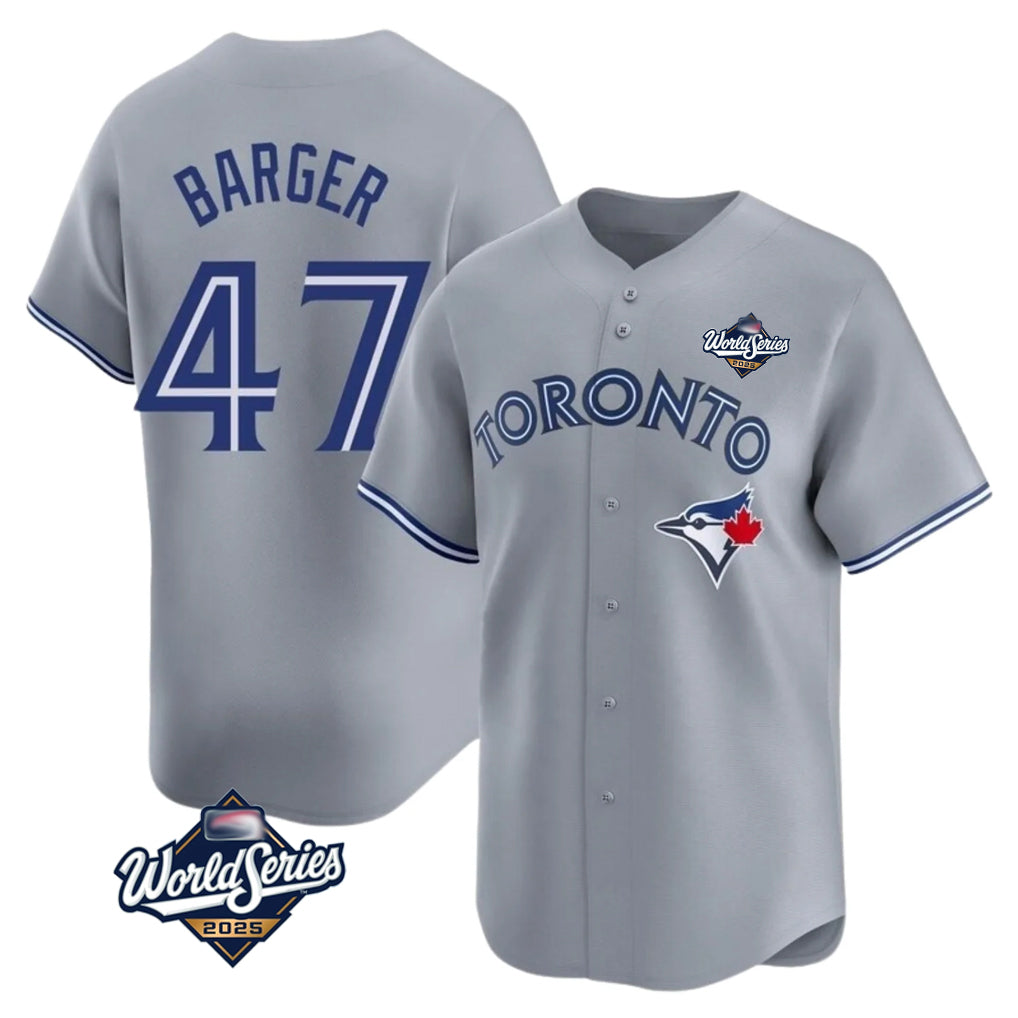 T.Blue Jays #47 Addison Barger Player Gray 2025 World Series Qdoa Stitched Jerseys