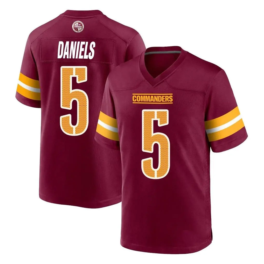 W.Commanders #5 Jayden Daniels Player Burgundy Home Game Qdoa Stitched Jerseys