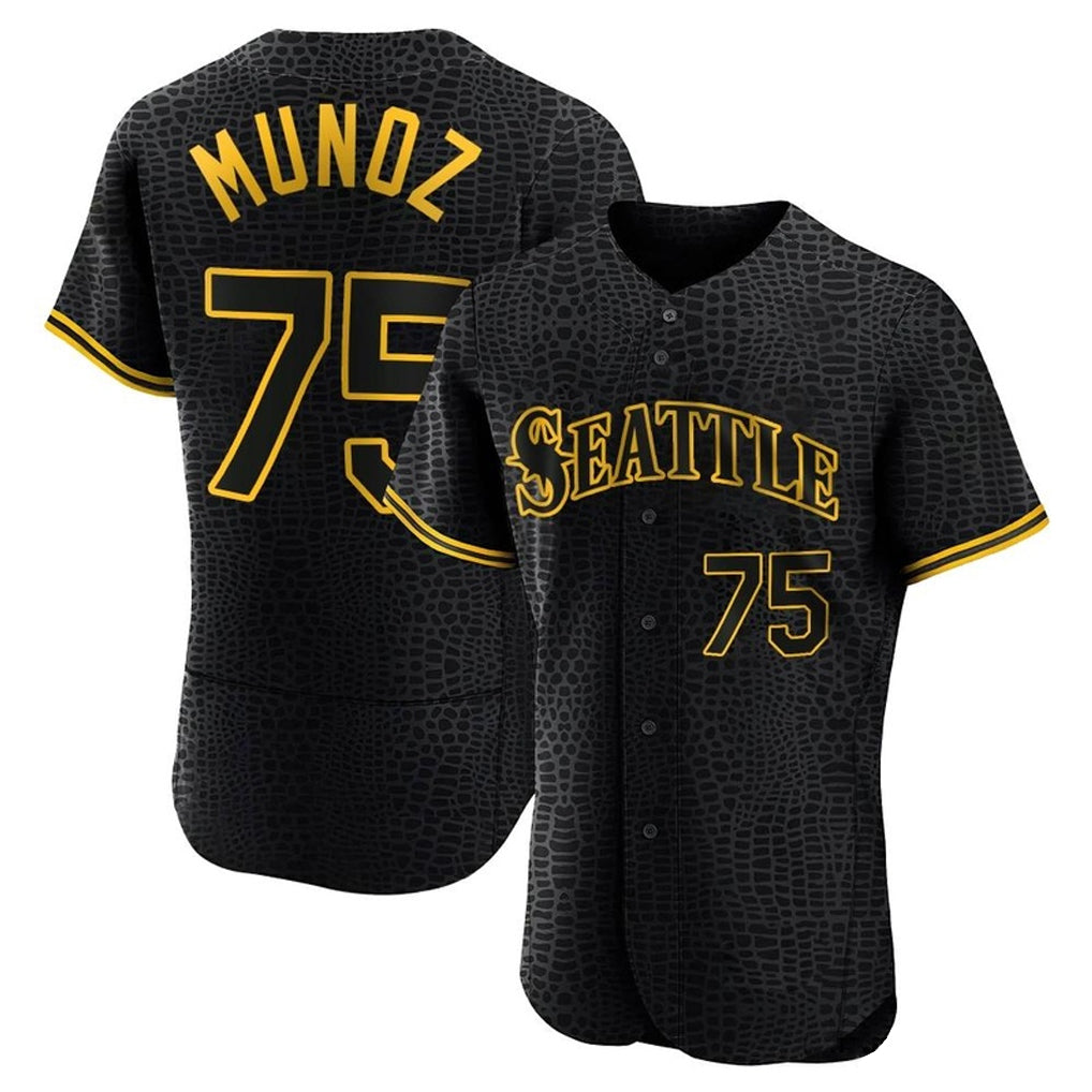 S.Mariners #75 Andres Munoz Player Black Snake Skin City Home Limited Elite Qdoa Stitched Jerseys