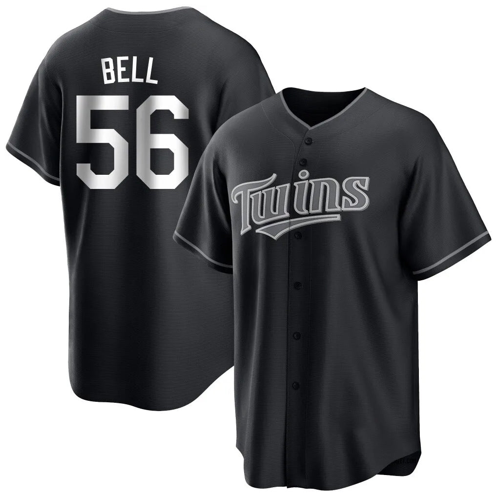 M.Twins #56 Josh Bell Player Black Home Game Qdoa Stitched Jerseys