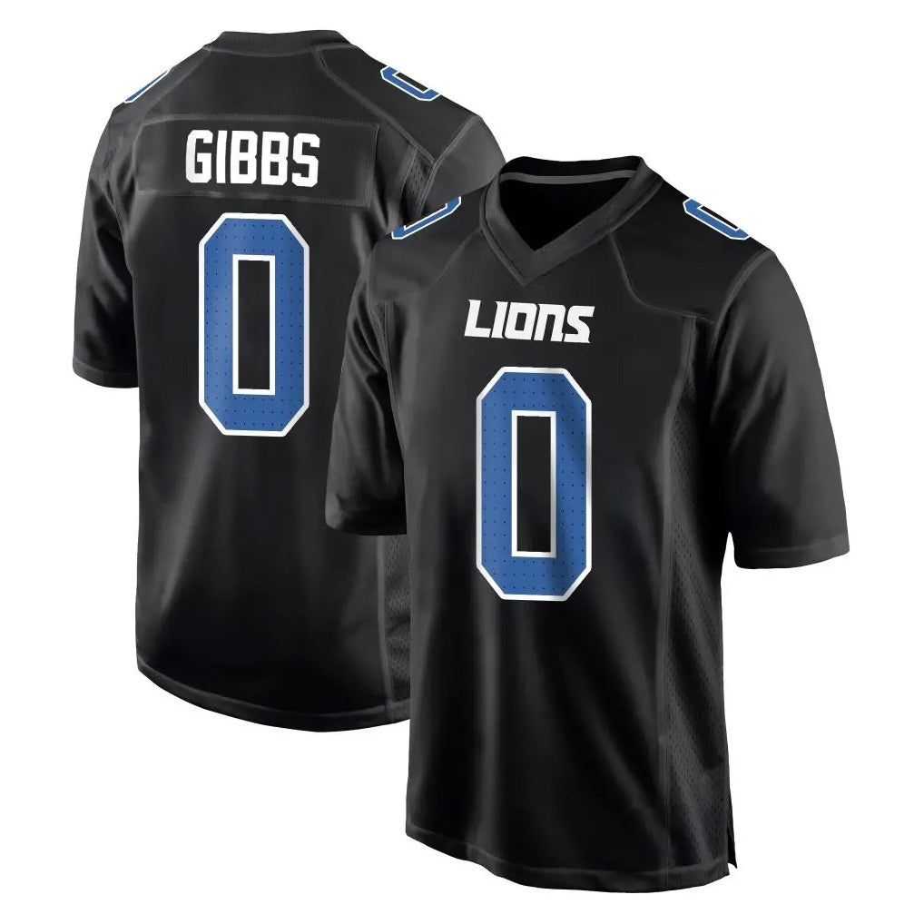 D.Lions #0 Jahmyr Gibbs Player Black Fashion Home Game Qdoa Stitched Jerseys