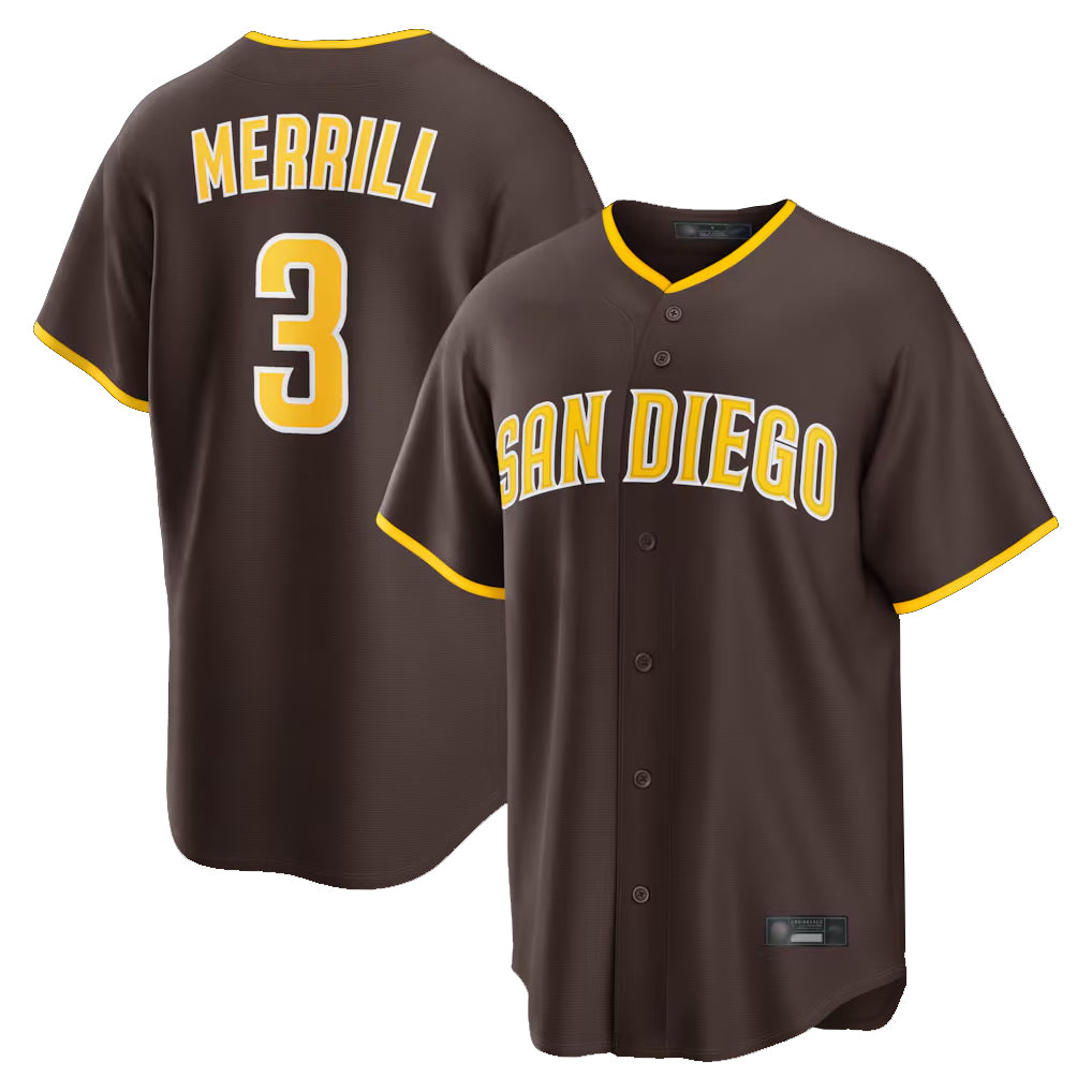 S.Diego Padres #3 Jackson Merrill Player Brown Home Game Qdoa Stitched Jerseys