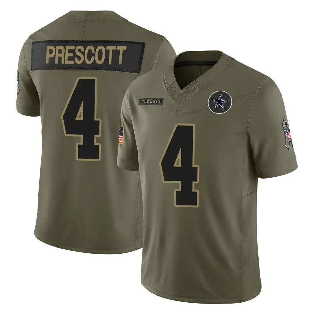 D.Cowboys #4 Dak Prescott Player Olive 2025 Salute to Service Limited Home Game Qdoa Stitched Jerseys