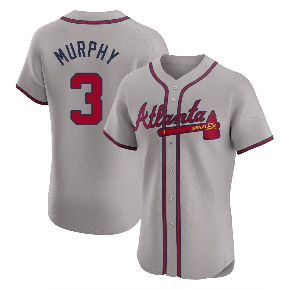A.Braves #3 Dale Murphy Player Gray Limited Elite Home Game Qdoa Stitched Jerseys