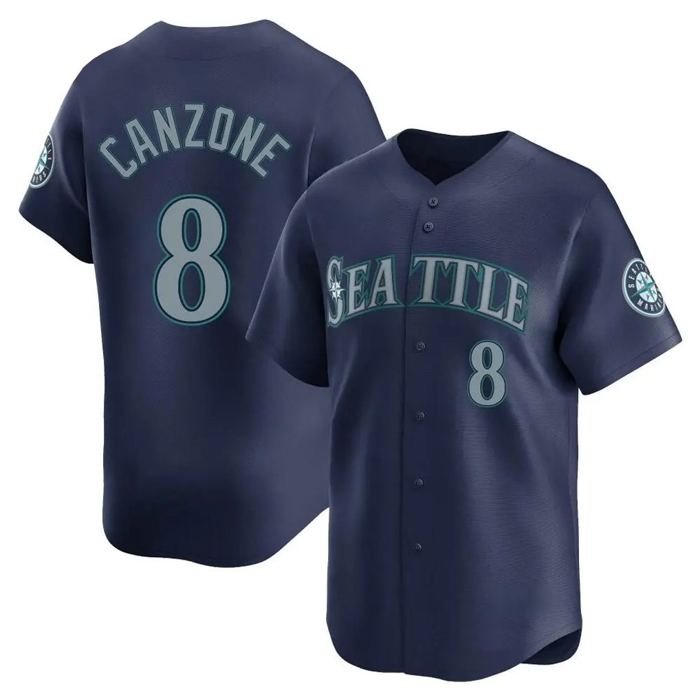 S.Mariners #8 Dominic Canzone Player Navy Home Limited Qdoa Stitched Jerseys
