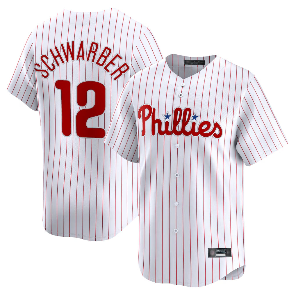 P.Phillies #12 Kyle Schwarber Player White Home Limited Qdoa Stitched Jerseys