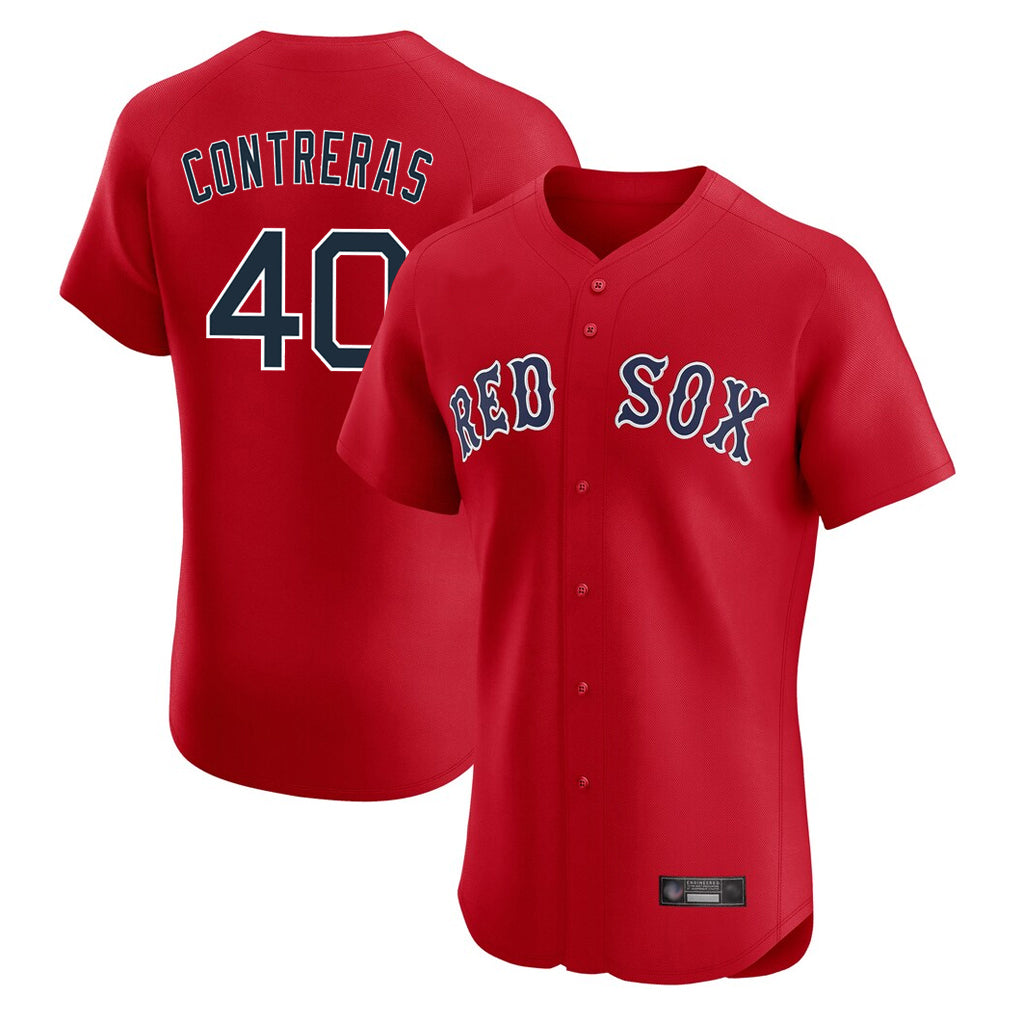 B.Red Sox #40 Willson Contreras Player Red Limited Elite Home Game Qdoa Stitched Jerseys
