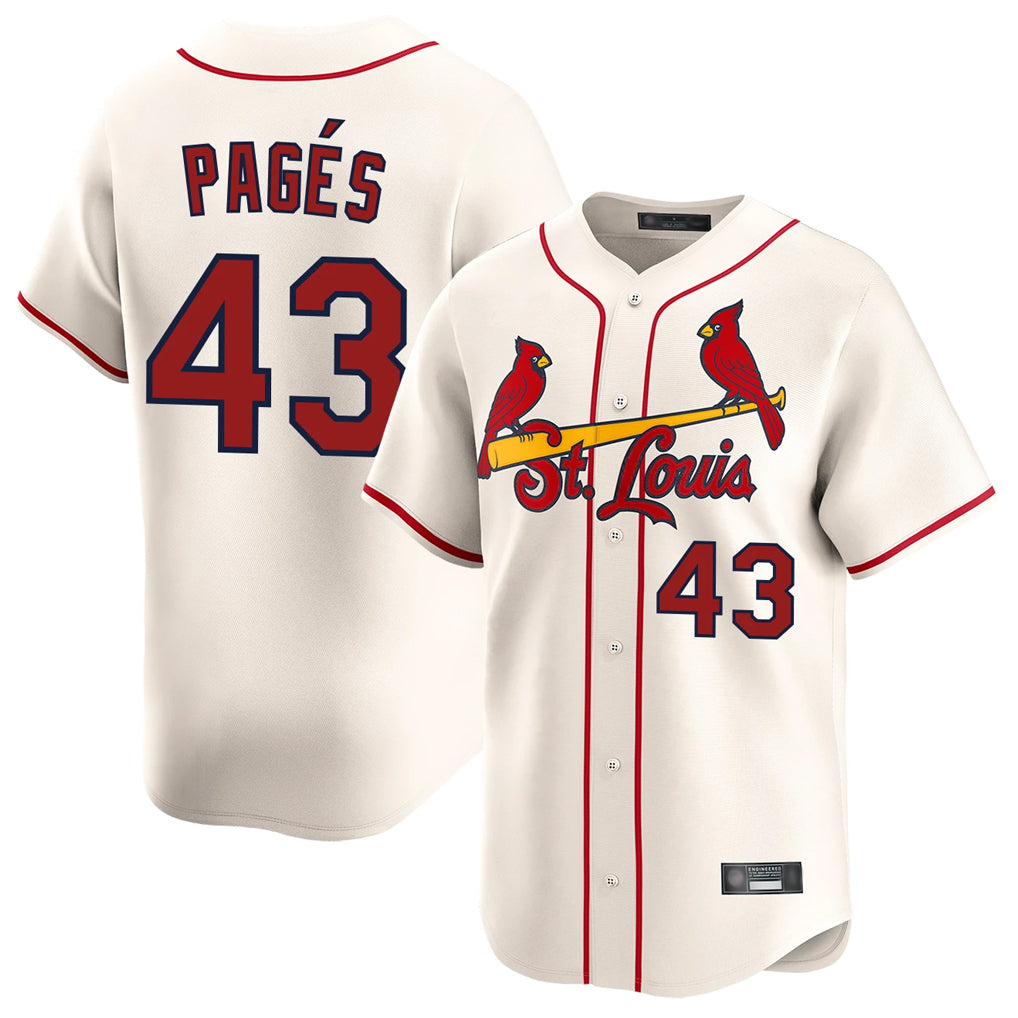 St. Louis Cardinals #43 Pedro Pages Player Cream Home Limited Qdoa Stitched Jerseys